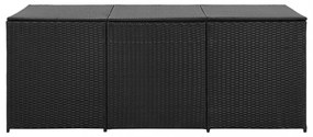 fekete polyrattan kerti tárolóláda 180 x 90 x 70 cm