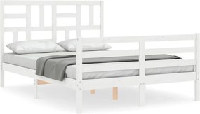 vidaXL fehér tömör fa ágykeret fejtámlával 140 x 200 cm