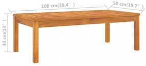tömör akácfa dohányzóasztal 100 x 50 x 33 cm