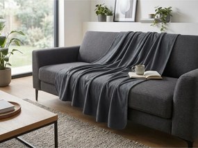 Polár pléd FLEORA, sötétszürke Méret: 200 x 220 cm
