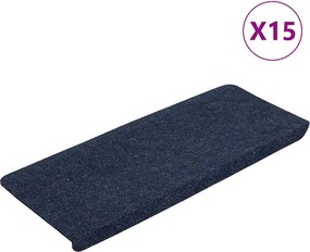 vidaXL 15 db kék öntapadó lépcsőszőnyeg 65x24,5x3,5 cm