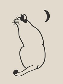 Illusztráció Line Art Cat Drawing, Little Dean, (30 x 40 cm)