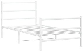 fehér fém ágykeret fej- és lábtámlával 100 x 200 cm