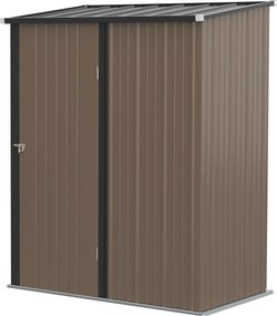 Outsunny 1.34 m² Kerti Szekrény Fádó Lakatolható Kertiszerszám Tároló 161.5 x 94.5 x 196 cm Barna | Aosom