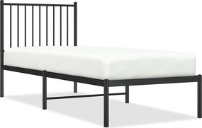 vidaXL fekete fém ágykeret fejtámlával 75 x 190 cm