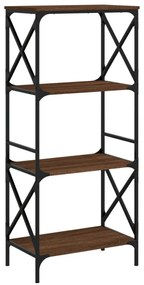 4 szintes barna tölgy színű szerelt fa könyvespolc 59x35x132 cm