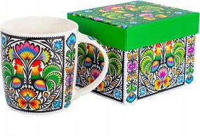 Hania bögre kávéhoz és teához, dobozban 360 ml, kakasos mintával, porcelán