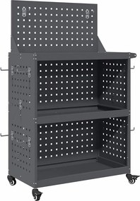 vidaXL Eszköz Kocsi Antracit 65 x 35 x 111 cm Hidegen hengerelt acél