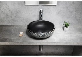 Sapho - PRIORI pult fölé helyezhető mosdó, átmérő 41 cm, fekete/fehér