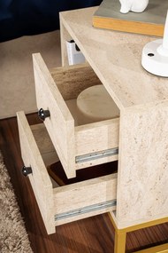 Éjjeliszekrény Glimmer - Travertine, Arany