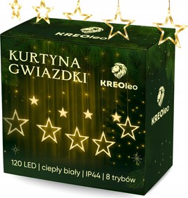 FĂ©nyfĂŒggöny 120LED Csillagok KarĂĄcsonyfa FĂ©nyfĂŒzĂ©r FehĂ©r Meleg