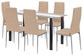 Denton 6+1 étkező garnitúra bézs-szürke