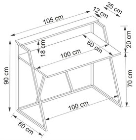 Íróasztal Nidupe 4 (zafír tölgy + fekete) . 1094946