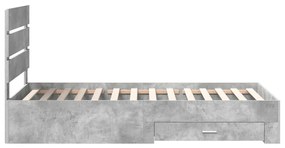 vidaXL Ágykeret fiókkal fejtámlával Beton Szürke 90 x 200 cm Faanyag
