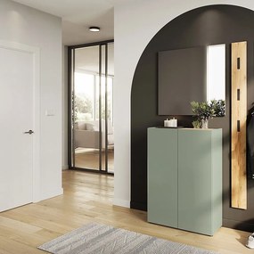 Világoszöld előszoba bútor tölgyfa dekorral 104x200x33 cm Alviano – Germania