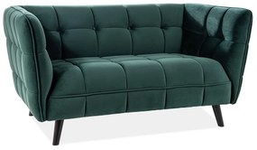 Castello Velvet kanapé, kétüléses, zöld / fekete