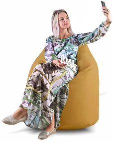 EMI Körte alakú világosbarna velúr babzsákfotel