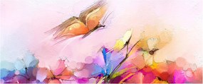 Kép - pillangó a virág felett, absztrakció (120x50 cm)