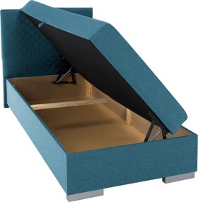 Boxspring ágy, egyszemélyes, azúrkék, 90x200, univerzális, ADARA