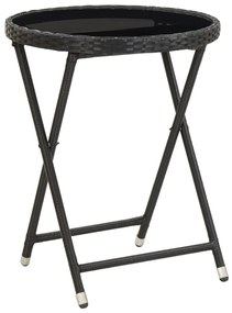 vidaXL 3 részes fekete polyrattan/üveg bisztrógarnitúra párnával