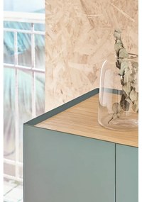 Zöld magas komód tölgyfa dekorral 95x120 cm Arista – Teulat