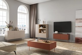 Desin 120 2D kétajtós TV-szekrény - kerámia vörös / nagano-tölgy