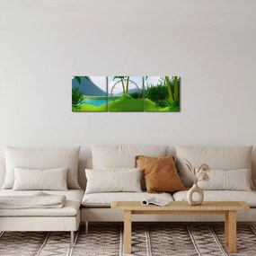 Kép - tavak dzsungelben (órával) (90x30 cm)
