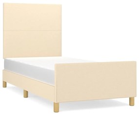 krémszínű szövet ágykeret matrac nélkül 100x200 cm