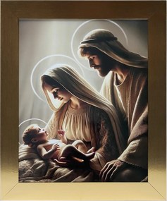 Vászonkép 30x25 Szent Család Jézus Krisztus József Mária Arany Keret