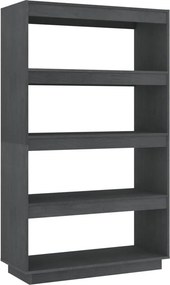 vidaXL szürke tömör fenyőfa könyvszekrény/térelválasztó 80x35x135 cm