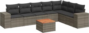 vidaXL 8 részes szürke polyrattan kerti ülőgarnitúra párnákkal