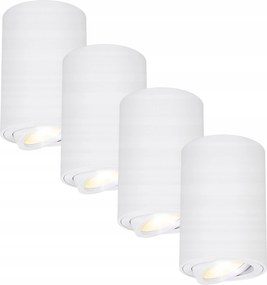 Falra szerelhető LED-es halogén mennyezeti lámpatest Tuba GU10 Mozgatható fehér Spot x4