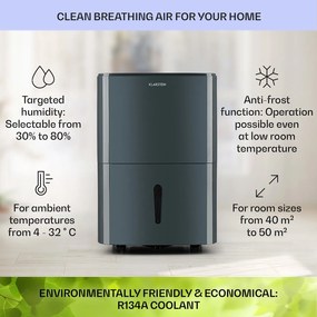 Klarstein DryFy20 Párátlanító 420W 20l/d 230m³/h 35-50m² DrySelect 45dB Szürke