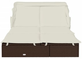 2 személyes barna polyrattan napágy tetővel 213 x 118 x 97 cm