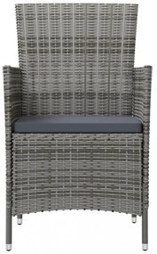 2 db szürke polyrattan kerti szék párnával