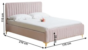 Franciaágy 160 cm Karilla (rózsaszín) (ágyráccsal). 1017201