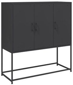 fekete acél magasszekrény 100,5 x 39 x 107 cm