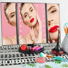 Állítható, forgatható, kihajtható LED-es tükör, fekete