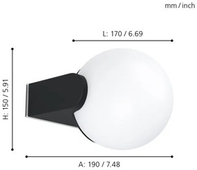 Eglo 99572 - Kültéri fali lámpa RUBIO 1xE27/15W/230V IP44