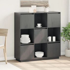 szürke tömör fenyőfa magasszekrény 110,5x35x117 cm