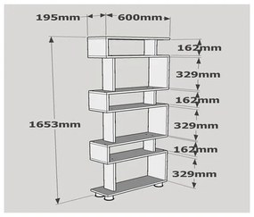 BLOK könyvespolc 165x60 cm fehér/barna