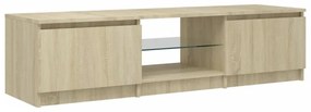 sonoma tölgy színű TV-szekrény LED lámpákkal 140x40x35,5 cm