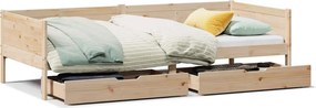 vidaXL tömör fenyőfa kanapéágy fiókokkal 80 x 200 cm