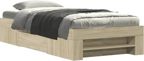 vidaXL sonoma tölgy színű szerelt fa ágykeret matrac nélkül 100x200 cm