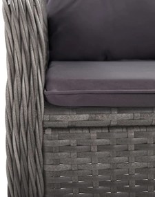 9 részes szürke polyrattan és üveg kerti étkezőgarnitúra