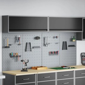 6 darabos szerszámos szekrény és pegboard készlet falra szerelhető fekete fém