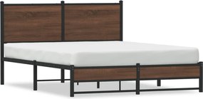 vidaXL barna tölgy színű fém ágykeret matrac nélkül 140 x 200 cm