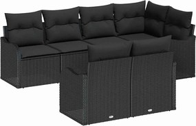 vidaXL Kerti Kanapé Szett Fekete polirattan
