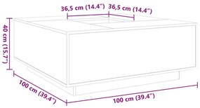 füstös tölgy színű szerelt fa dohányzóasztal 100x100x40 cm