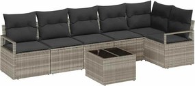 vidaXL Kanapé Szett 7 pcs Világosszürke polirattan